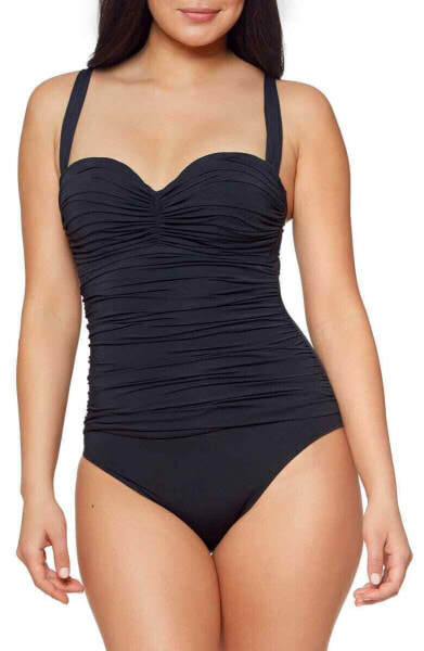 Bleu Rod Beattie Kore Womes Shirred Front One-Piece Black Size 6