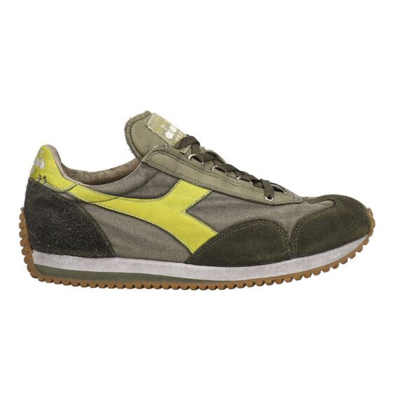 Diadora Equipe H Dirty Stone Wash Evo Lace Up Mens Green Sneakers Casual Shoes