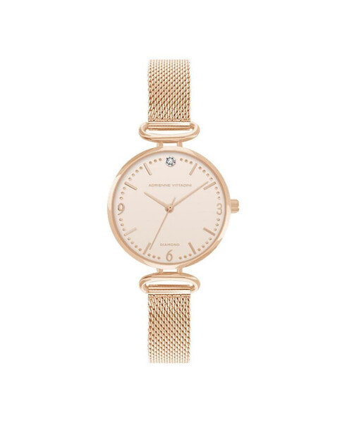 Часы Adrienne Vittadini Rose Gold Tone Metal Strap Watch 34mm