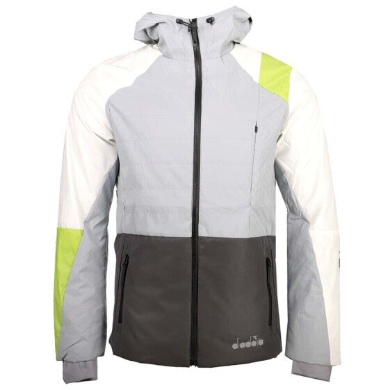 Diadora Bright Be One Full Zip Running Jacket Mens Grey Casual Athletic Outerwea