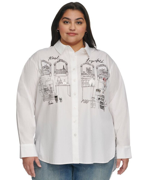 Plus Size City Scene Cotton Shirt, First@Macy’s