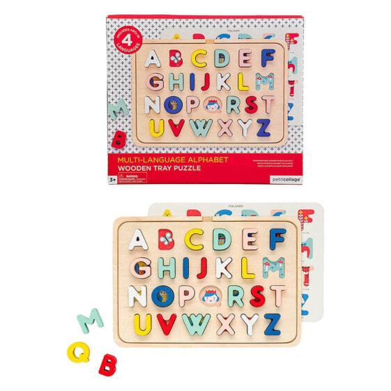 PETIT COLLAGE Multi-Language Alphabet Wooden Tray Puzzle