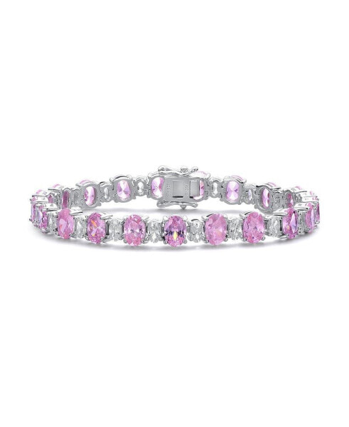 Браслет Genevive Sterling Silver Oval CZ Tennis Bracelet