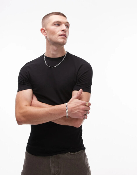 Topman muscle fit t-shirt in black