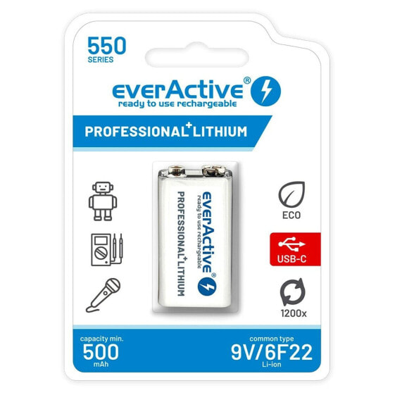 Аккумуляторные батарейки EverActive EVHR22-550C 9 V