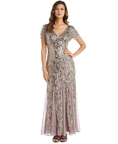 Sequin Godet Gown