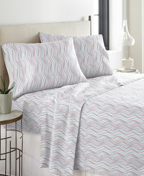 Metro Wave Heavy Weight Cotton Flannel Sheet Set, Full