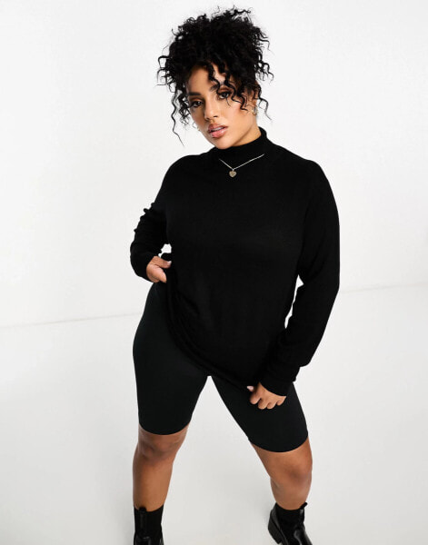 ONLY Curve roll neck jumper in black