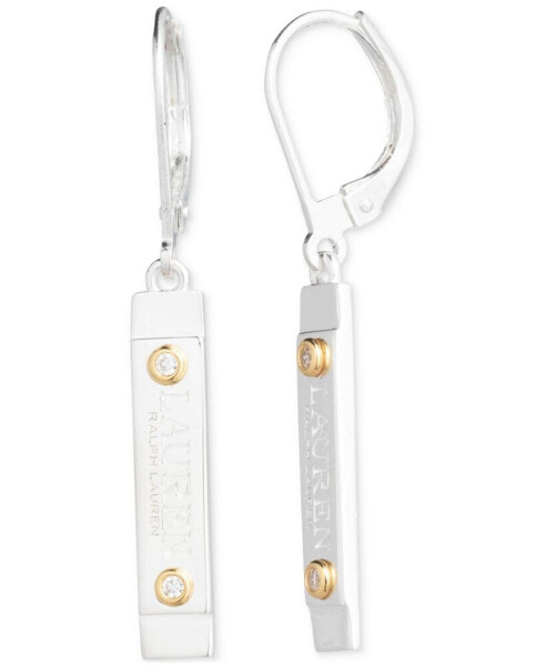 Sterling Silver & 18k Gold-Plated Vermeil Pavé Logo Drop Earrings