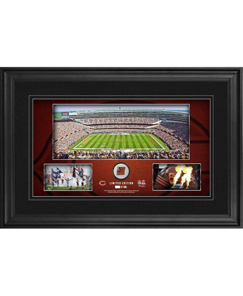 Chicago Bears Framed 10" x 18" Stadium Panoramic Collage with Game-Used Football - Limited Edition of 500