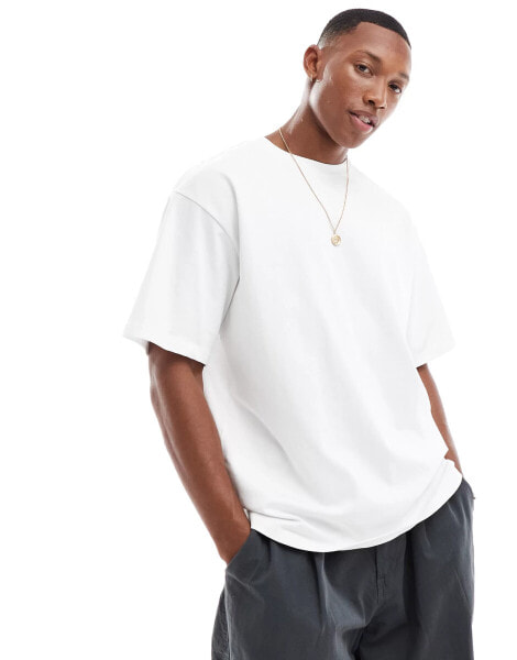 Pull&Bear – Weißes Oversize-T-Shirt