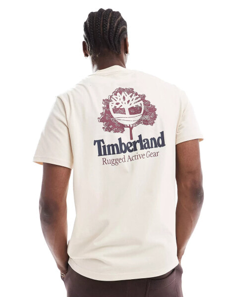 Timberland large tree logo backprint t-shirt in off white