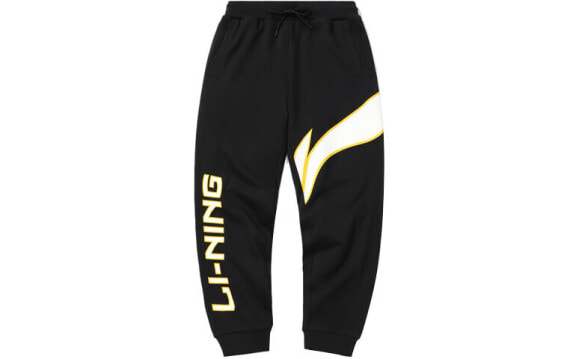 Спортивные брюки LI-NING AKLP843-7 Logo - черные, мужские, осенние, стандартные