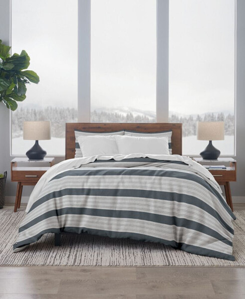 French Linen Cotton Wide Stripe 3-pc Duvet Set