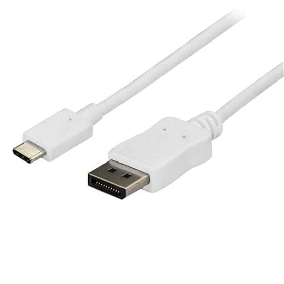 StarTech.com 6ft/1.8m USB C to DisplayPort 1.2 Cable 4K 60Hz - USB-C to DisplayPort Adapter Cable HBR2 - USB Type-C DP Alt Mode to DP Monitor Video Cable - Works w/ Thunderbolt 3 - White - 1.8 m - USB Type-C - DisplayPort - Male - Male - Straight