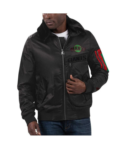 Куртка мужская Starter Ty Mopkins черная San Francisco Giants черный Satin Full Zip (Месяц Истории Афроамериканцев)