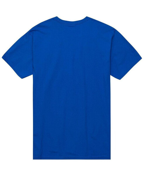 Men's and Women's Blue New York Knicks Hardwood Classics MVP Throwback Logo T-shirt