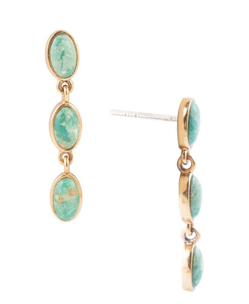 Pharaoh Genuine Blue Turquoise Oval Drop Earrings