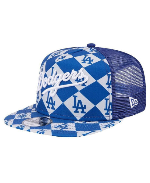 Men's Royal Los Angeles Dodgers Seeing Diamonds A-Frame Trucker 9FIFTY Snapback Hat