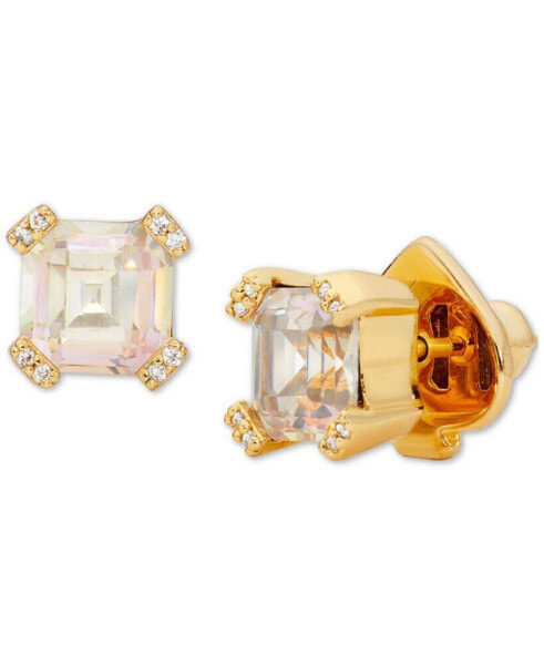 Pavé & Square Cubic Zirconia Stud Earrings