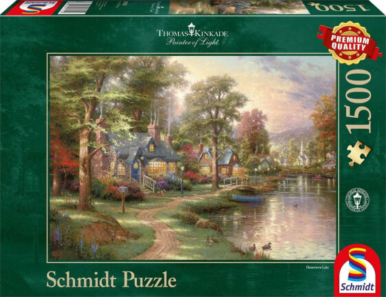 Schmidt Spiele 57452 Jigsaw Puzzle At the Lake by Thomas Kinkade 1500 Piece Puzzle, Colourful