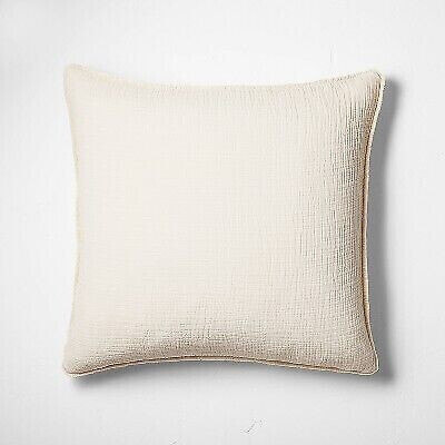 Euro Textured Chambray Cotton Pillow Sham Natural - Casaluna