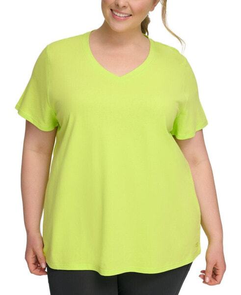 Plus Size Cotton V-Neck Short-Sleeve T-Shirt