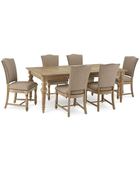 Sonora 7-pc. Dining Set (Rectangular Expandable Table + 6 Upholstered Side Chairs)