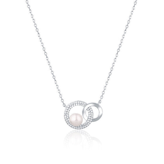 Fashion Necklace with Real Pearl and Zircons JL0751 (Chain, Pendant)