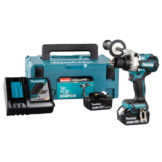 Makita Akku-Bohrschrauber 18V DDF486RTJ, 5,0 Ah, 2 Akkus + Ladegerät im MAKPAC