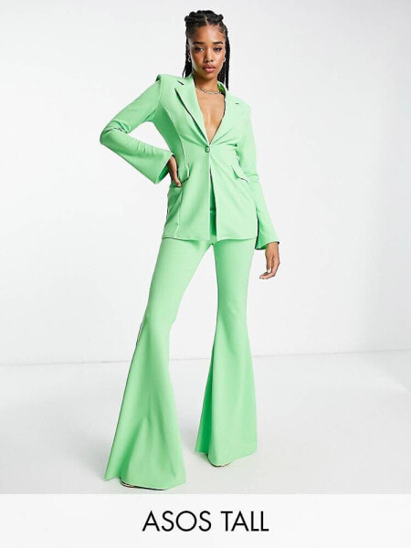 ASOS DESIGN Tall jersey suit super flare trousers in summer green