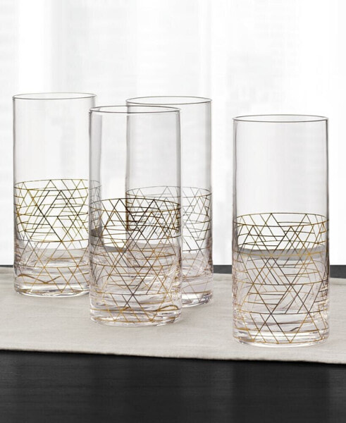 Высокие стаканы с декором в золоте Hotel Collection, набор из 4-хшт, создано для Macy's