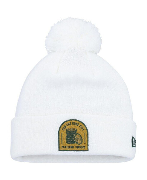 Men's White Portland Timbers Jersey Hook Cuffed Knit Hat with Pom