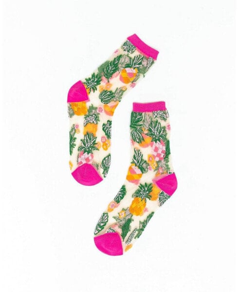 Women's Tropical Pineapples Sheer Sock