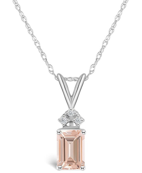 Morganite (7/8 ct. t.w.) and Diamond Accent Pendant Necklace in 14K Yellow Gold or 14K White Gold