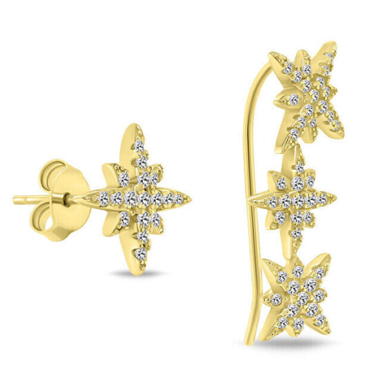 Charming asymmetric gold-plated earrings Star EA780Y