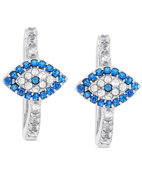 Lab-Created Blue Spinel (1/3 ct. t.w.) & Cubic Zirconia Hoop Earrings