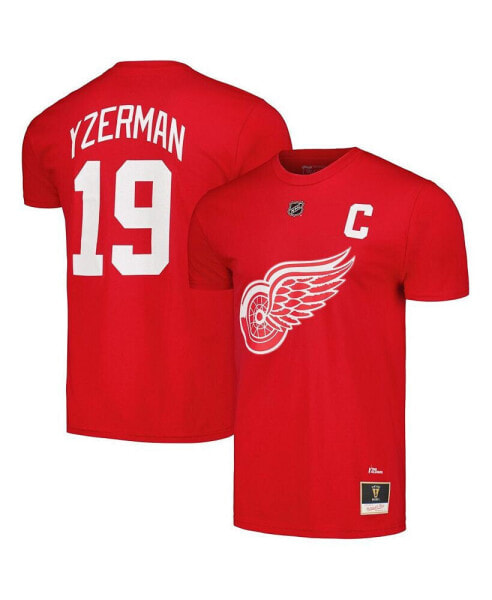 Men's Steve Yzerman Red Detroit Red Wings Captain Patch Name and Number T-shirt