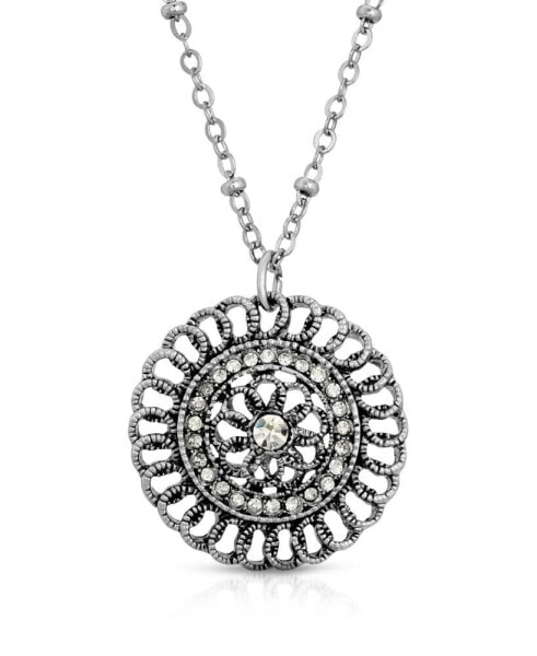 Silver-Tone Crystal Pendant Necklace