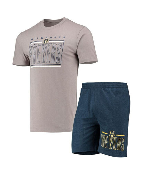 Men's Navy, Gray Milwaukee Brewers Meter T-shirt and Shorts Sleep Set