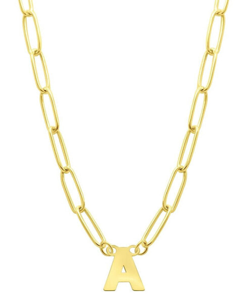 ADORNIA tarnish Resistant 14K Gold-Plated Mini Initial Paperclip Chain Necklace