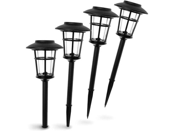 Landia Home Solar Pathway Lights - Stainless Steel with Decorative Glass Large S