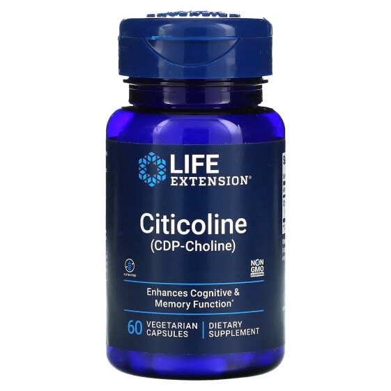 Усиление памяти и работы мозга Life Extension Citicoline (CDP-Choline), 60 вегетарианских капсул