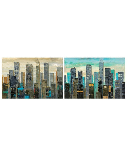 Urban Lights I II Frameless Free Floating Tempered Glass Panel Graphic Wall Art, 48" x 32" x 0.2"