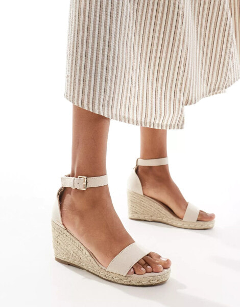 Truffle Collection jute wedge heeled espadrilles in beige