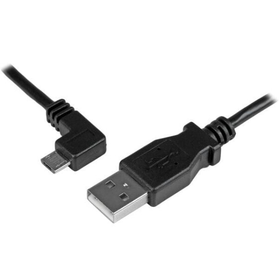 StarTech.com Micro-USB Charge-and-Sync Cable M/M - Left-Angle Micro-USB - 30/24 AWG - 1 m (3 ft.) - 1 m - USB A - Micro-USB B - USB 2.0 - Male/Male - Black