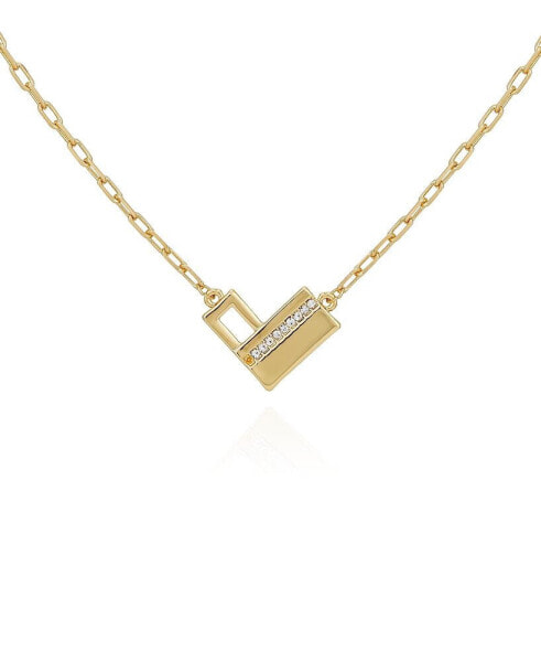 Gold-Tone Chain and Heart Pave Rhinestone Pendant Necklace