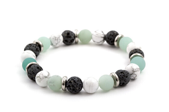 Bead bracelet made of amazonite, lava stone and howlite MINK36 / 18