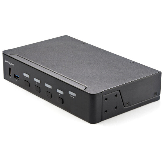 4 Port HDMI KVM Switch - Single Monitor 4K 60Hz Ultra HD HDR - Desktop HDMI 2.0 KVM Switch with 2 Port USB 3.0 Hub (5Gbps) and 4x USB 2.0 HID - Audio - Hotkey Switching - TAA - 3840 x 2160 pixels - 4K Ultra HD - 36 W - Black