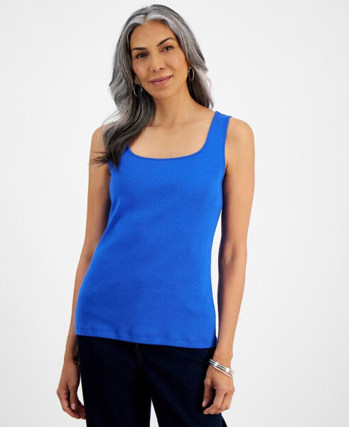 Women's Cotton Square-Neck Tank Top, Created for Macy's